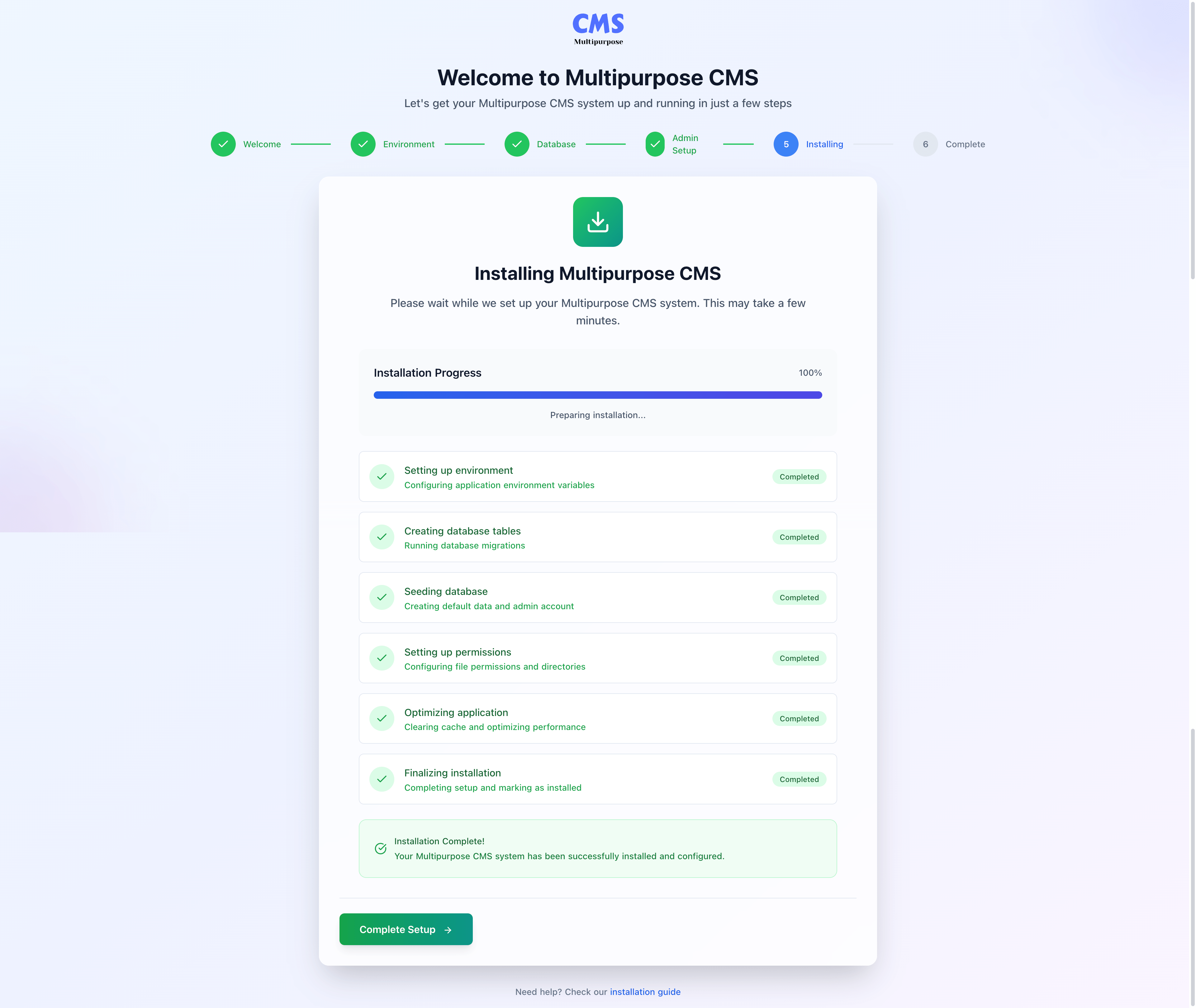 Installation Progress Screen